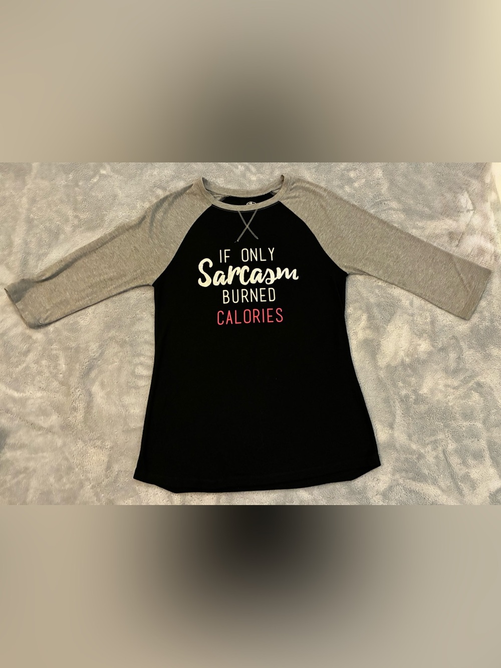 Women’s Athletic Works Black & Gray Tee with Graphic Size X-Small